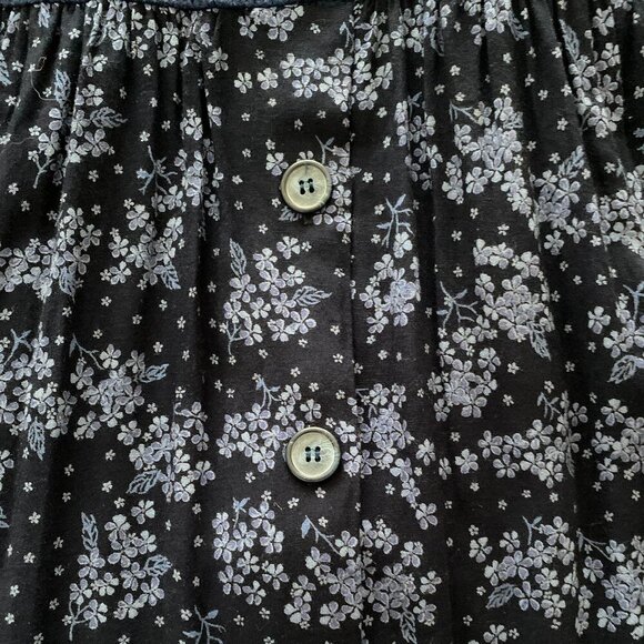 ALGO VINTAGE 3/4 SLEEVE MIDI DRESS NAVY WITH FLORAL SKIRT BUTTONS FRONT POCKETS - Picture 5 of 8
